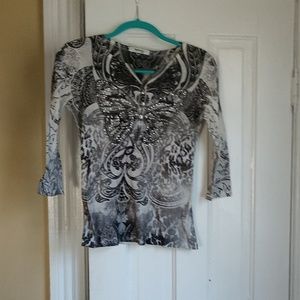 Black/white butterfly top with studs